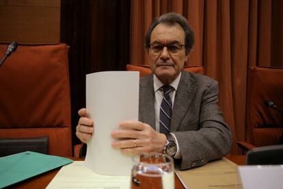 Artur Mas comparece en el Parlament en marzo de 2017.