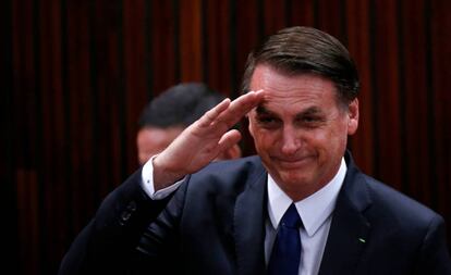 Bolsonaro durante a cerimônia de diplomação no TSE.