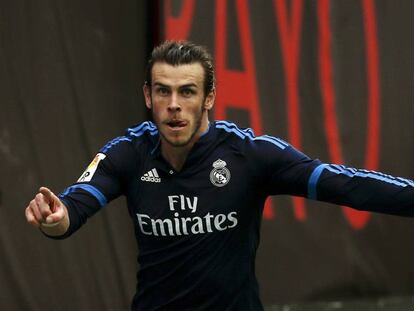 Bale celebra el 2-3 en Vallecas.