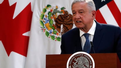 López Obrador, durante un evento de actualización del T-MEC