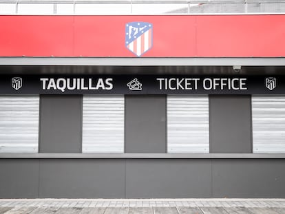 Bilheterias fechadas no estádio do Atlético de Madri.