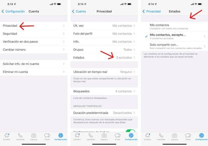 Configura los estados de WhatsApp para que los vean solo tus amigos.