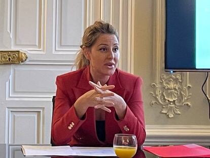 Carolina Mata, portavoz de Ahora Abogacía, este miércoles en Madrid anunciando que la plataforma concurrirá a las elecciones a la Junta de Gobierno del ICAM