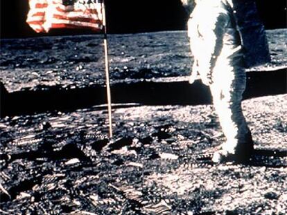 Edwin Aldrin, el 20 de julio de 1969, en la misión del 'Apolo 11', cuando el hombre pisó por primera vez la Luna.