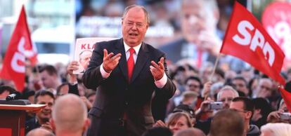 Steinbrück, en el cierre de su campaña, el jueves en Berlín.