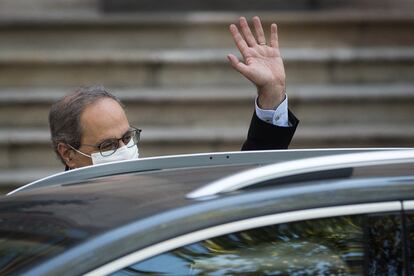 El presidente de la Generalitat, Quim Torra, tras negarse a declarar ante el Tribunal Superior de Justicia de Cataluña.