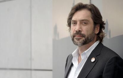 Javier Bardem, en Madrid, en la presentación de 'Hijos de la nubes, la última colonia'.