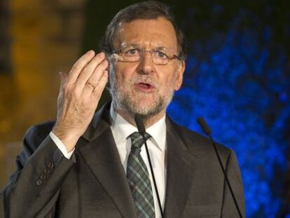 El presidente, Mariano Rajoy, durante un acto de precampa&ntilde;a celebrado hoy en la localidad cordobesa de Cabra.
 