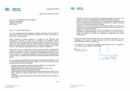 carta del PP a Pedro Sánchez