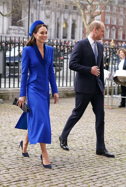 Guillermo de Inglaterra y Kate Middleton llegan a la abadía de Westminster (Londres) para celebrar el servicio religioso por el día de la Commonwealth, el 14 de marzo de 2022 en Londres, Reino Unido.