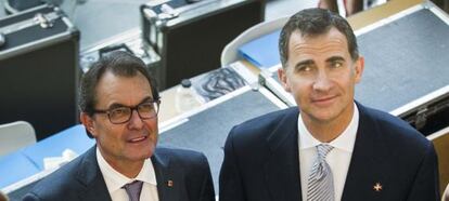 Artur Mas i Felipe VI hace un año, en Girona.
