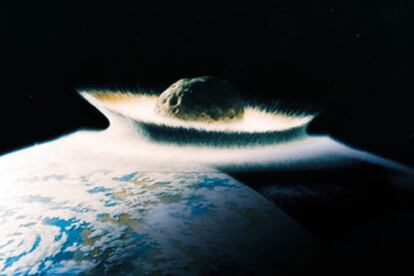 Imagen del impacto del proyectil de <i>Deep Impact</i> sobre Tempel 1.