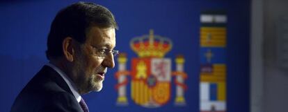 Spain&#039; s Prime Minister Mariano Rajoy speaks during a news conference at the end of an EU leaders summit discussing the EU&#039; s long- term budget at the European Union. 