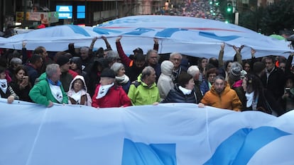 Concentración en apoyo a los presos de ETA, el pasado 7 de enero de 2023, en Bilbao.