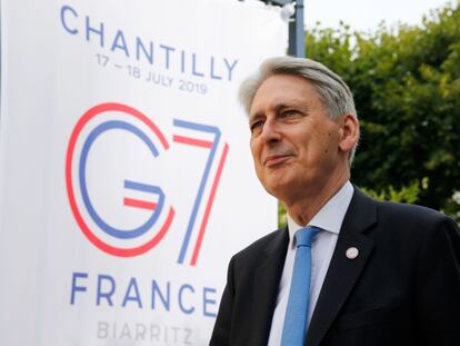 El ministro de Economía del Reino Unido, Philip Hammond, a su llegada a Chantilly (Francia) este miércoles para la reunión del G7