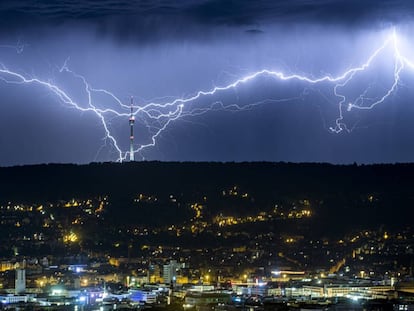 Descarga de rayos sobre la ciudad alemana de Stuttgart el pasado verano.