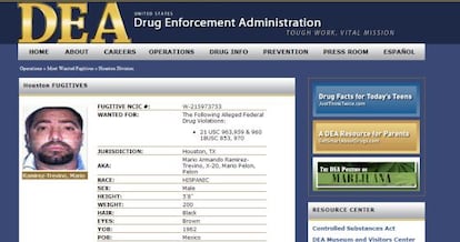 Imagen de la ficha de la DEA sobre 'El Pelón'.