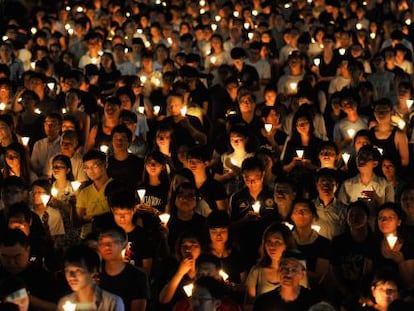 Vigilia en Hong Kong para conmemorar el aniversario de Tiananmen.
