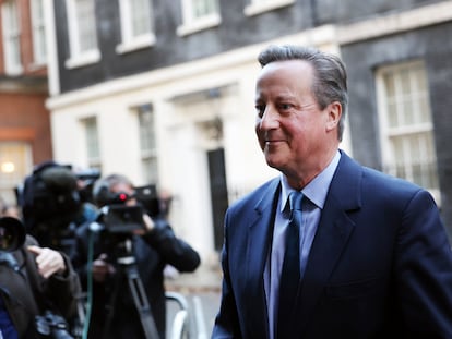 David Cameron returns to Downing Street as the new foreign secretary last Tuesday.