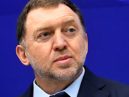 In this file photo taken on June 04, 2021 Russian tycoon Oleg Deripaska attends a session of the St. Petersburg International Economic Forum (SPIEF) in Saint Petersburg.