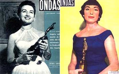 Portadas de la revista <i>Ondas</i><b>, de 1954 y de 1957, con las fotografías de Petrita Tamayo y Juana Ginzo.</b>