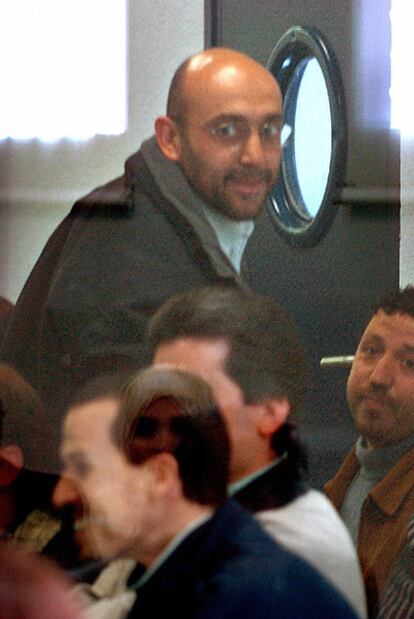 Imad Eddin Barakat arrives at a trial of suspected Al Qaeda members