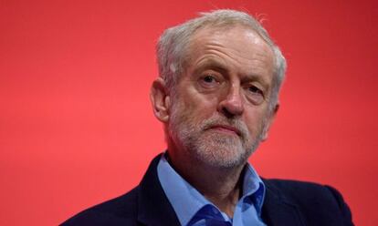 El líder laborista británico, Jeremy Corbyn, este lunes en Brighton.