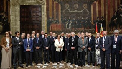 Los jurados de los premios Rey Jaime I tras conocerse los ganadores de la edición de 2014.