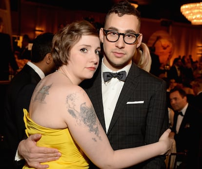 Lena Dunham Jack Antonoff en los Globos de Oro de 2014, cuando aún eran pareja.