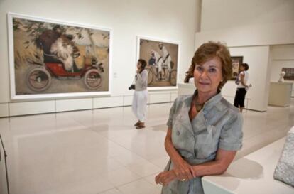 Maite Ocaña, en la sala del MNAC donde se exhiben dos obras de Ramon Casas.