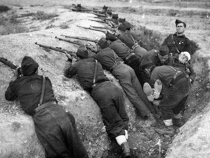 Las trincheras de Guadarrama (Madrid) durante la Guerra Civil, en una imagen de 1936.