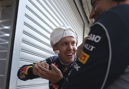 Vettel, sonriente en Monza.