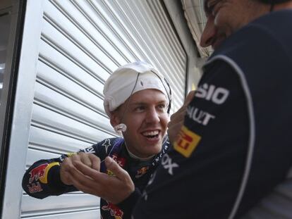 Vettel, sonriente en Monza.