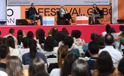 Gumersindo Lafuente, Soledad Gallego-Díaz y Martha Ortíz durante la charla "¿Hacia dónde van los medios?"