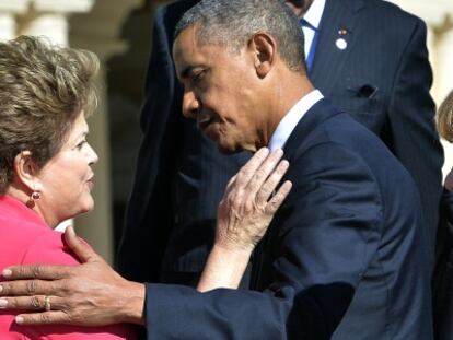 Rousseff y Obama se saludan en San Petersburgo.