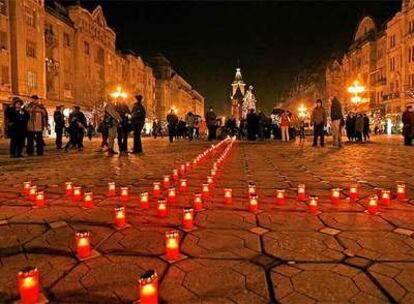 Velas en las calles de Bucarest, la semana pasada, para celebrar la revuelta de 1989 y la caída del comunismo.