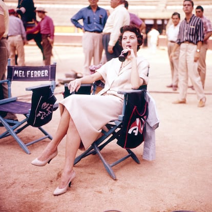 Ava Gardner en el rodaje de '¡Fiesta!' en 1957.