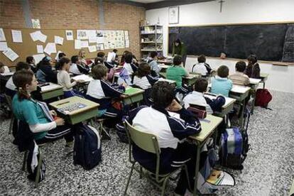 Alumnos durante una clase en un colegio de Madrid.