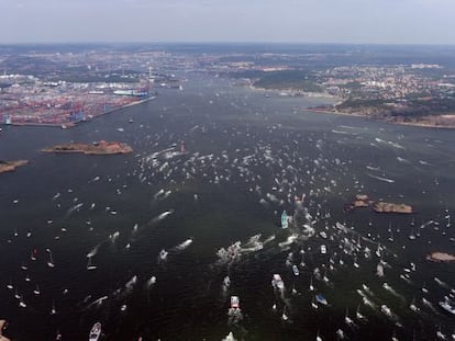 La llegada de la regata a Gotemburgo en 2002.