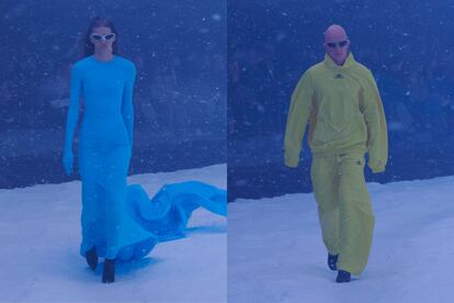 Modelos durante el desfile de Balenciaga en París, el 7 de marzo de 2022.