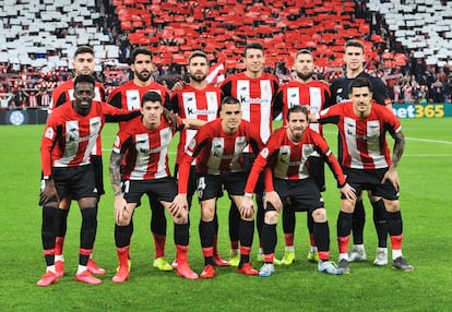 Los jugadores del Athletic, antes de un partido.