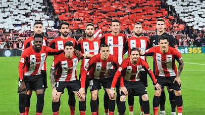 Los jugadores del Athletic, antes de un partido.