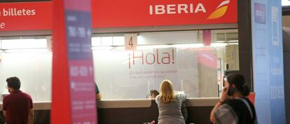 Un mostrador de Iberia en el Aeropuerto de Barajas (Madrid).