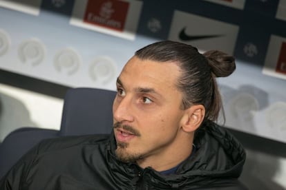 Zlatan Ibrahimovic durante el partido del Paris Saint Germain frente al Olympique de Marsella