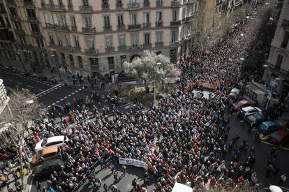 Manifestació dels pensionistes, al centre de Barcelona.