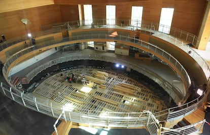 La sala de conciertos Pierre Boulez en construcción en septiembre de 2016 en la Academia Brenmoboim-Said en Berlín.