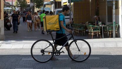 Un repartidor de Glovo, en Madrid