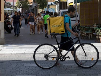 Un repartidor de Glovo, en Madrid