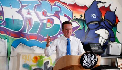 El primer ministro británico, David Cameron, durante su discurso en un centro escolar del distrito de Witney, en el sur de Inglaterra.