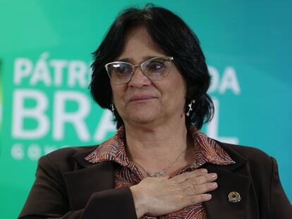 A ministra da Mulher, da Família e dos Direitos Humanos, Damares Alves, em cerimônia em Brasília 20 de novembro de 2019